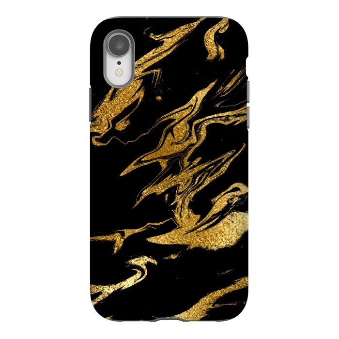 iPhone Xr StrongFit Black and Gold Luxury Marble by  Utart