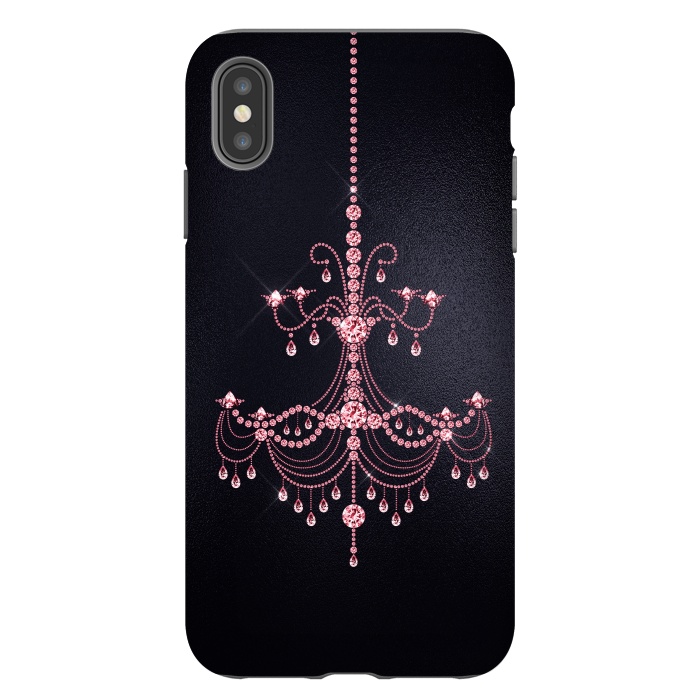 iPhone Xs Max StrongFit Pink sparkling chandelier on metal black  by  Utart