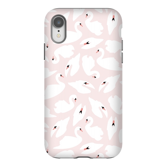 iPhone Xr StrongFit Swan Pattern on Pink 030 by Jelena Obradovic