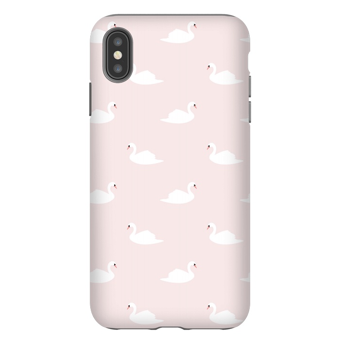 iPhone Xs Max StrongFit Swan pattern on pink 033 by Jelena Obradovic