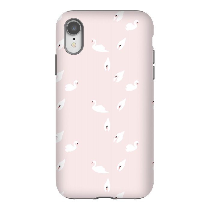 iPhone Xr StrongFit Swan Pattern on Pink 034 by Jelena Obradovic