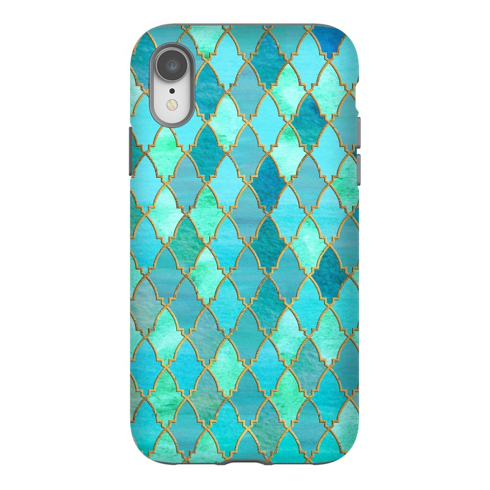 iPhone Xr StrongFit Teal Moroccan Shapes Pattern  by  Utart