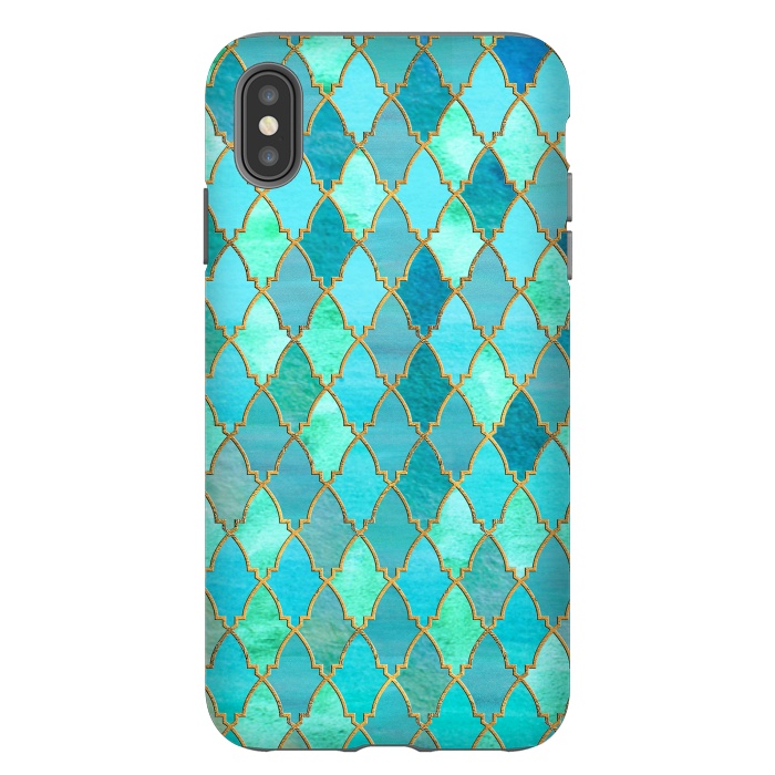 iPhone Xs Max StrongFit Teal Moroccan Shapes Pattern  by  Utart