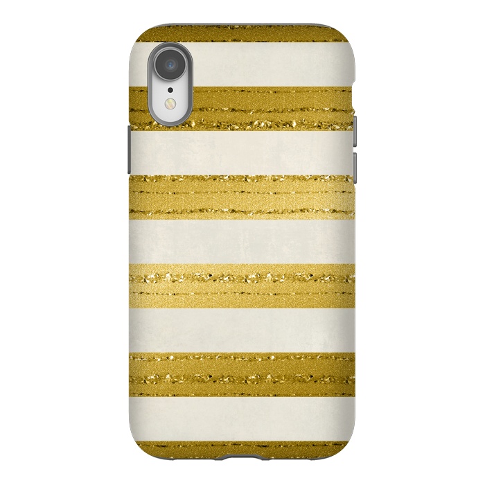 iPhone Xr StrongFit Golden Glitter Lines On Cream by Andrea Haase