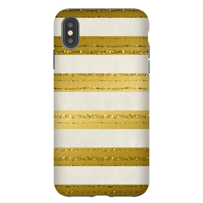 iPhone Xs Max StrongFit Golden Glitter Lines On Cream by Andrea Haase
