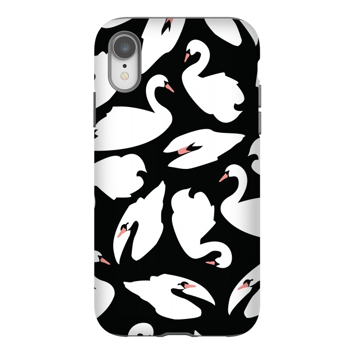 iPhone Xr StrongFit White Swans On Black by Jelena Obradovic