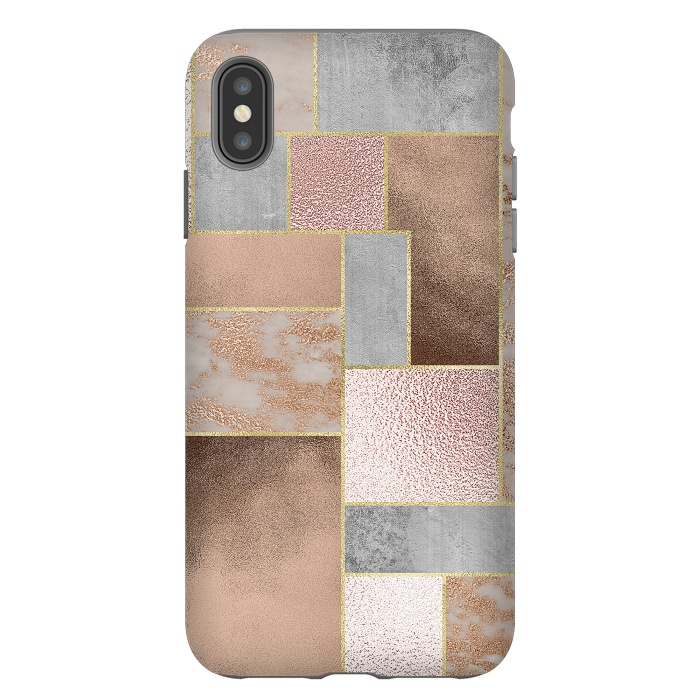 iPhone Xs Max StrongFit Rose Gold Copper and Concrete Abstract Geometrical Pattern by  Utart