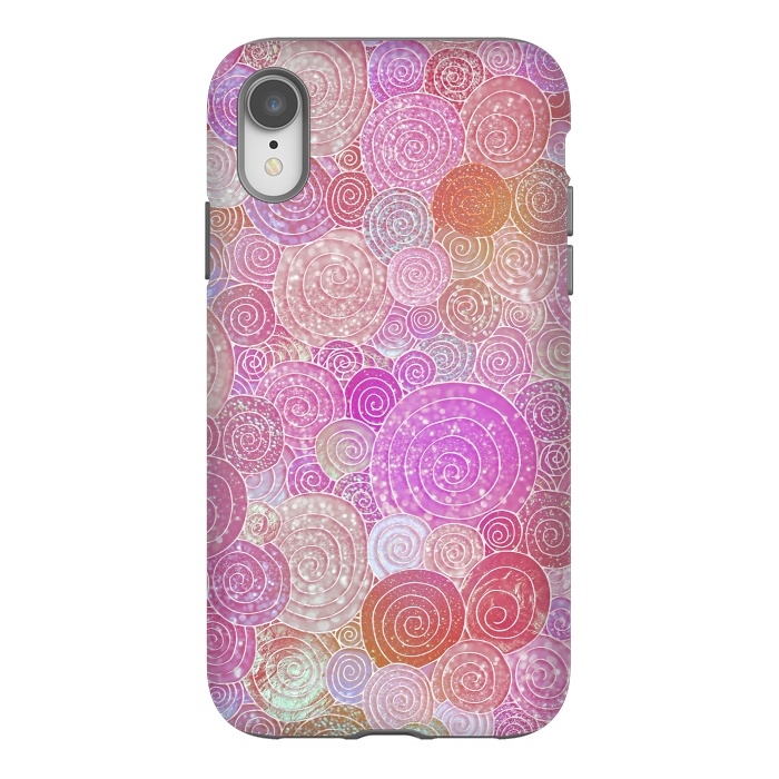 iPhone Xr StrongFit Pink and rose gold circles and dots pattern by  Utart