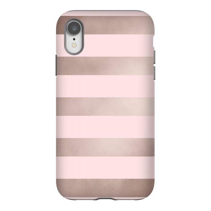 iPhone Xr StrongFit Rose Gold Copper Stripes Pattern by  Utart