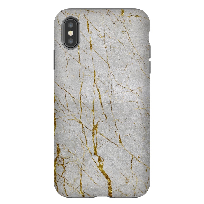 iPhone Xs Max StrongFit Golden Marble Veins On Concrete 2 by Andrea Haase
