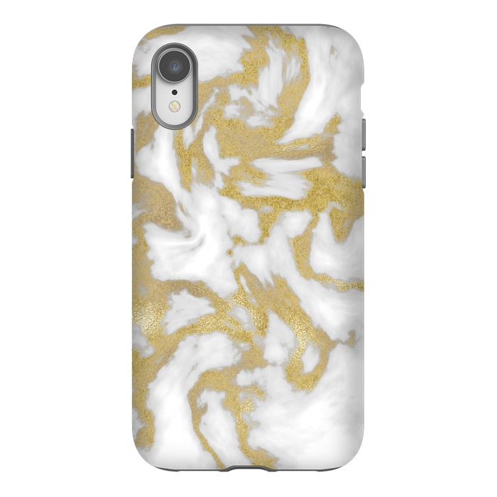 iPhone Xr StrongFit White Gold Faux Marble by Andrea Haase