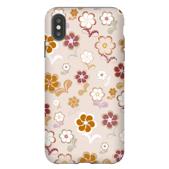 iPhone Xs Max StrongFit 60s Flowers on Light Pink by Paula Ohreen