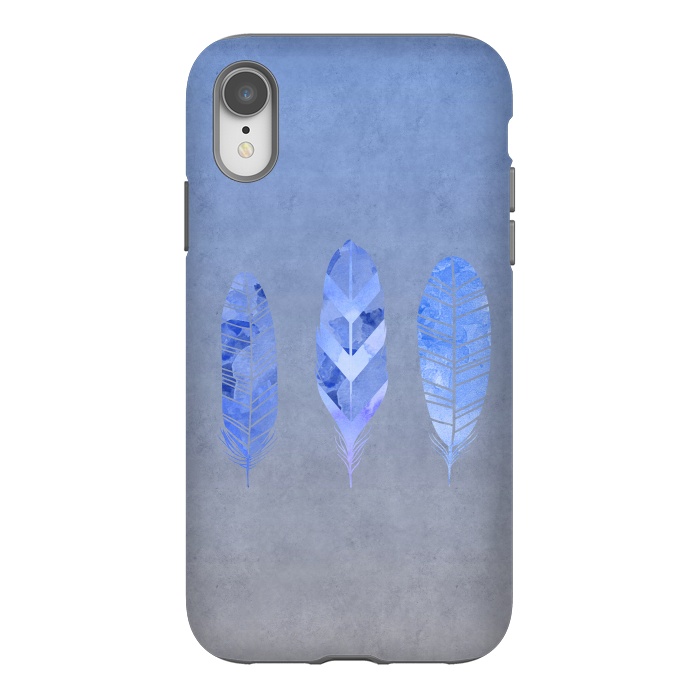 iPhone Xr StrongFit Blue Watercolor Feathers by Andrea Haase