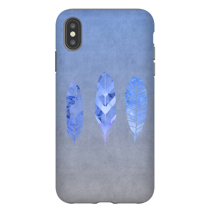 iPhone Xs Max StrongFit Blue Watercolor Feathers by Andrea Haase