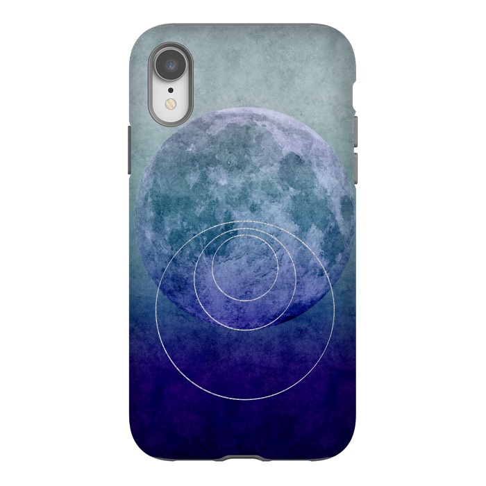 iPhone Xr StrongFit Blue Abstract Moon by Andrea Haase