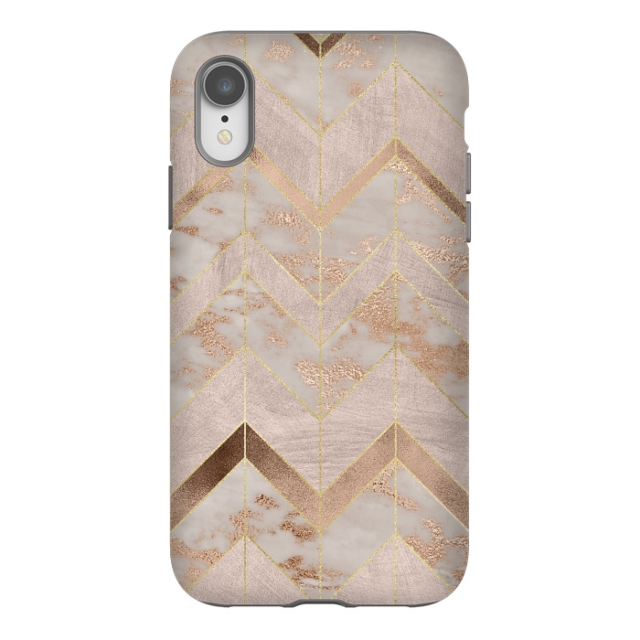 iPhone Xr StrongFit Marble Rosegold Chevron by  Utart