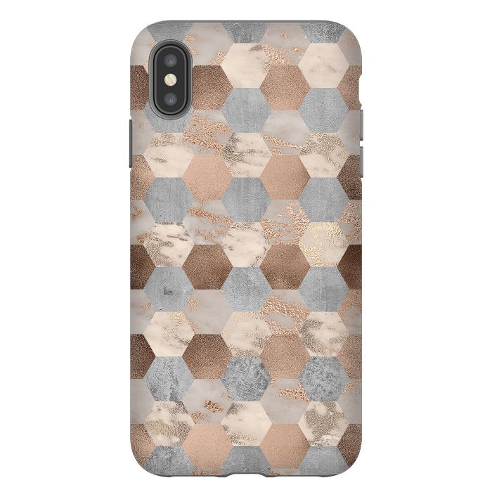 iPhone Xs Max StrongFit Marble Rose Gold Honeycomb Pattern by  Utart