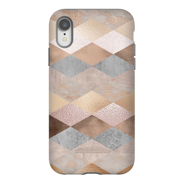 iPhone Xr StrongFit Marble Rose Gold Argyle by  Utart