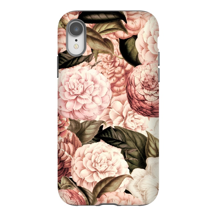 iPhone Xr StrongFit Pink Vintage Camelia Pattern by  Utart
