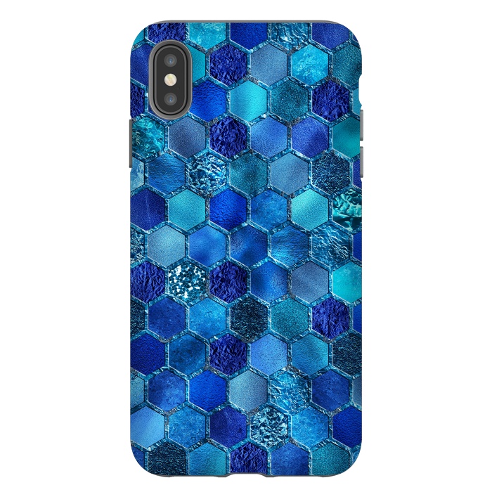 iPhone Xs Max StrongFit Blue HOneycomb Glitter Pattern by  Utart