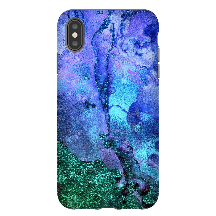 iPhone Xs Max StrongFit Blue and Green Glitter Ink Marble by  Utart