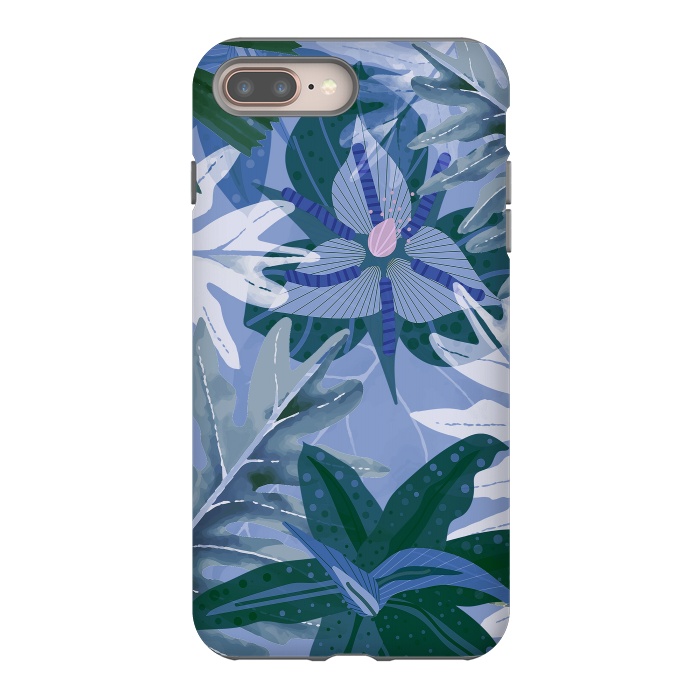 iPhone 7 plus StrongFit Blue Purple Aloha Tropical Jungle  by  Utart