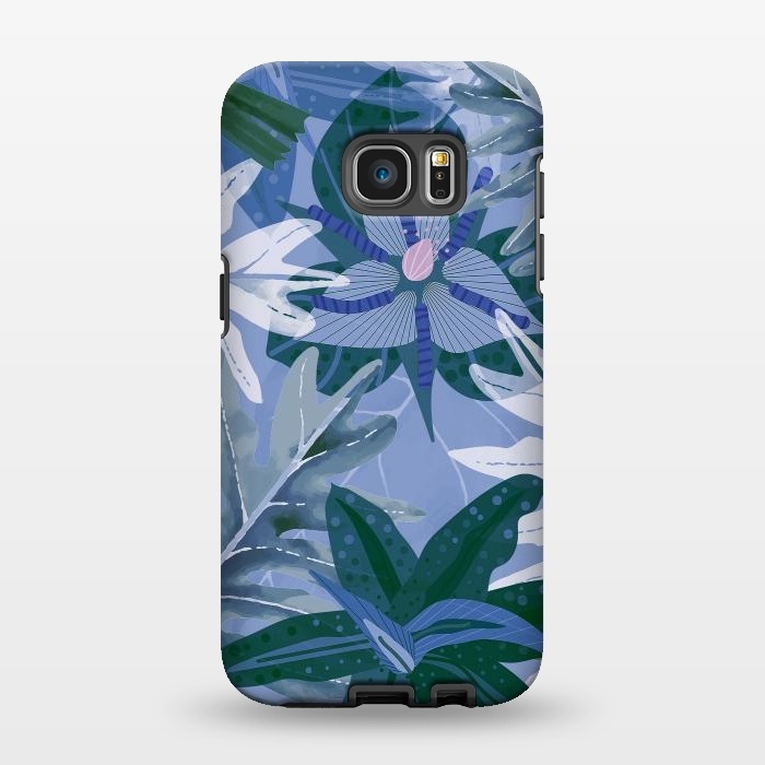 Galaxy S7 EDGE StrongFit Blue Purple Aloha Tropical Jungle  by  Utart
