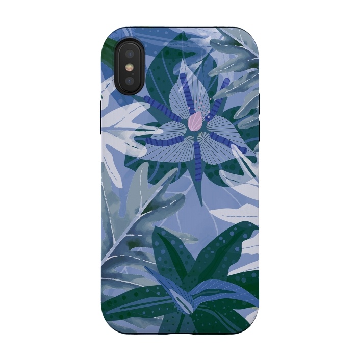 iPhone Xs / X StrongFit Blue Purple Aloha Tropical Jungle  by  Utart