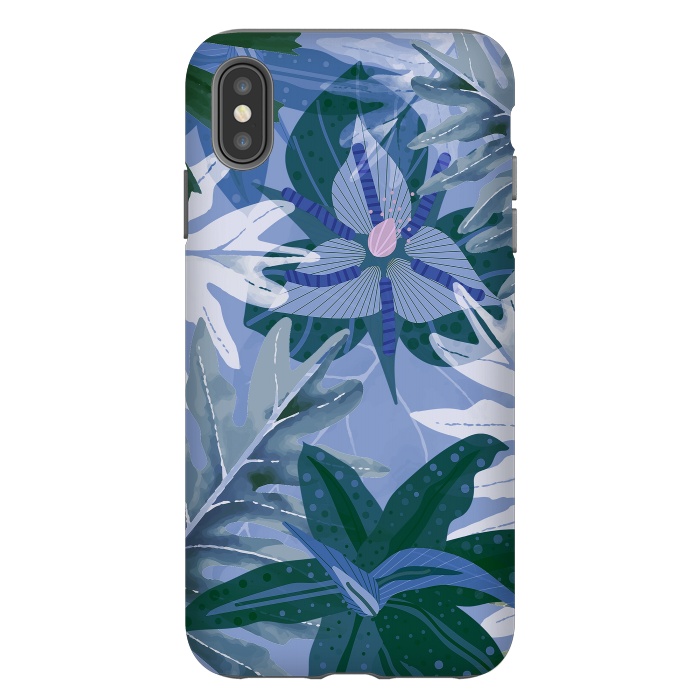 iPhone Xs Max StrongFit Blue Purple Aloha Tropical Jungle  by  Utart