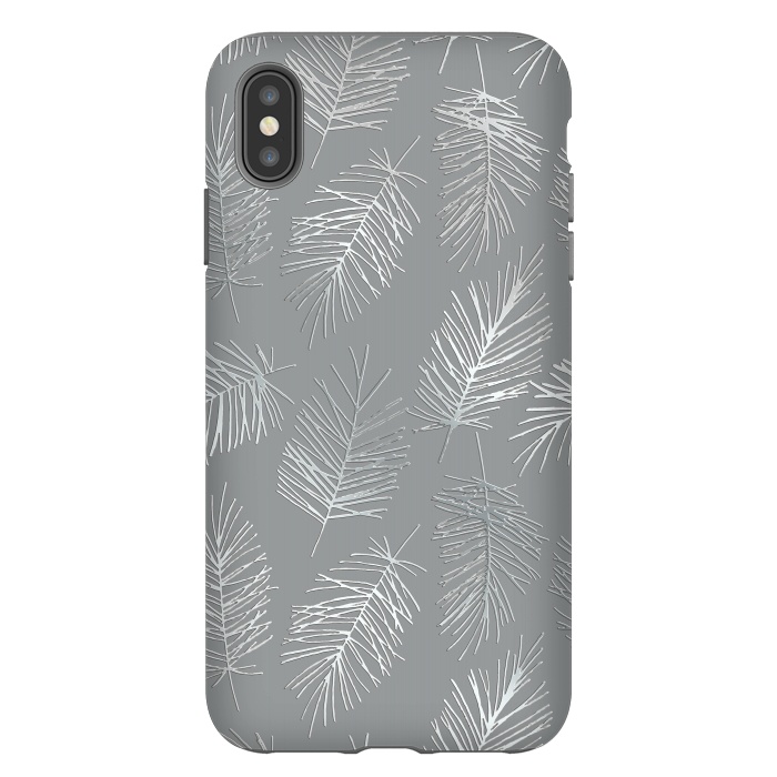 iPhone Xs Max StrongFit Silver Palm Leaves by Andrea Haase