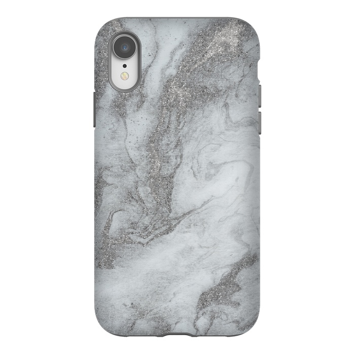 iPhone Xr StrongFit Grey Silver Marble 2 by Andrea Haase