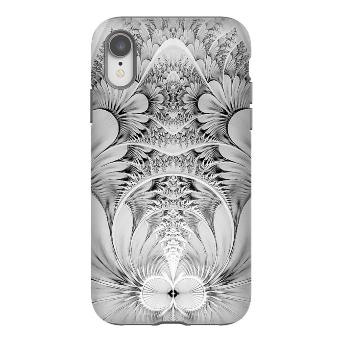 iPhone Xr StrongFit Grey White Florish Fractal by Andrea Haase