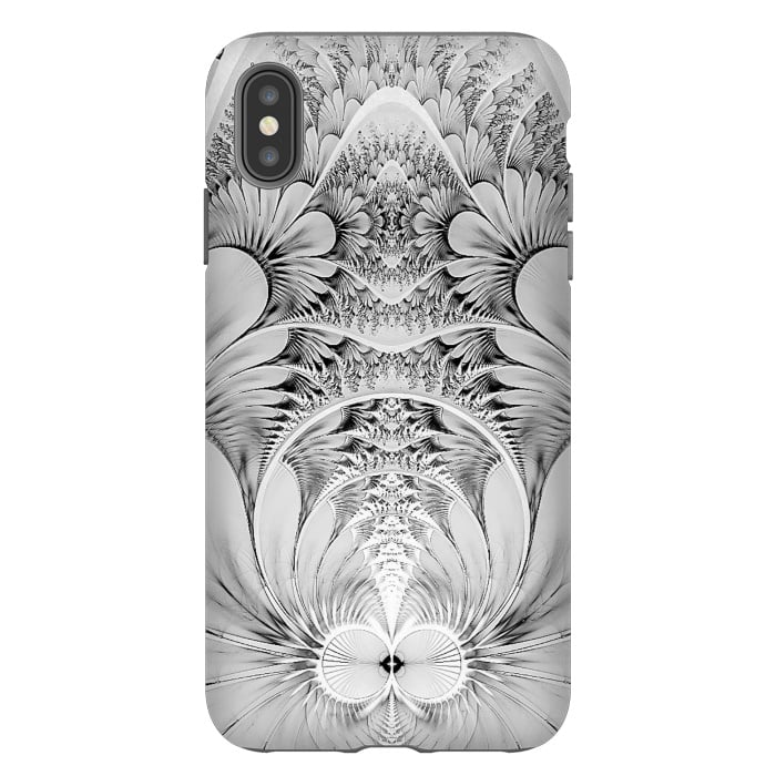 iPhone Xs Max StrongFit Grey White Florish Fractal by Andrea Haase