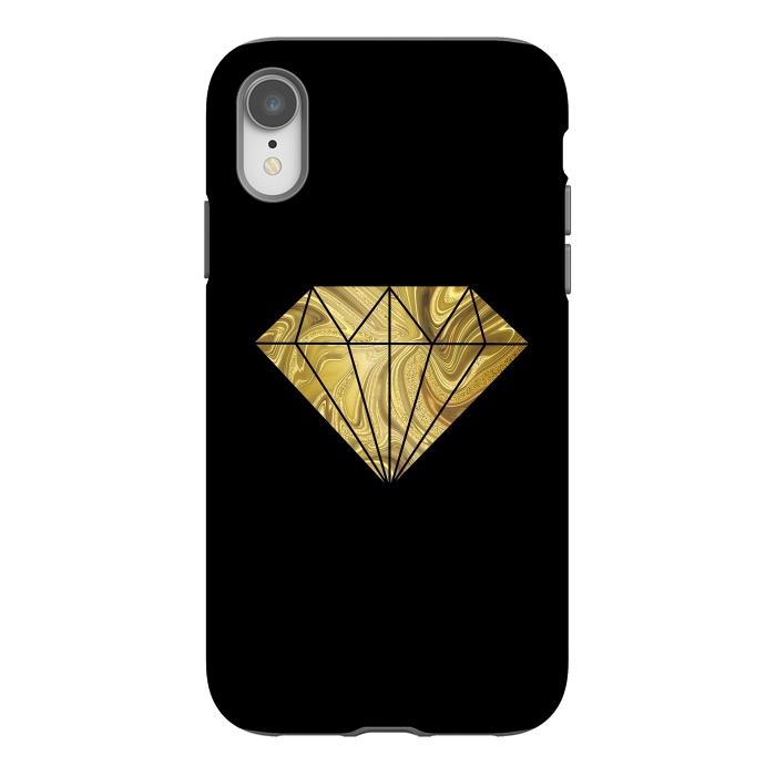 iPhone Xr StrongFit Golden Diamond  Faux Glitter On Black by Andrea Haase
