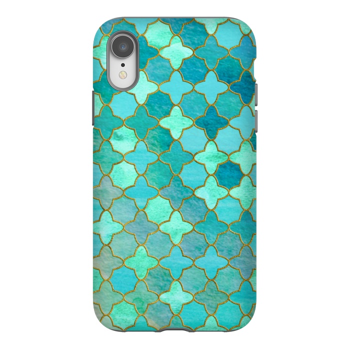 iPhone Xr StrongFit Aqua Moroccan Shapes Pattern  by  Utart