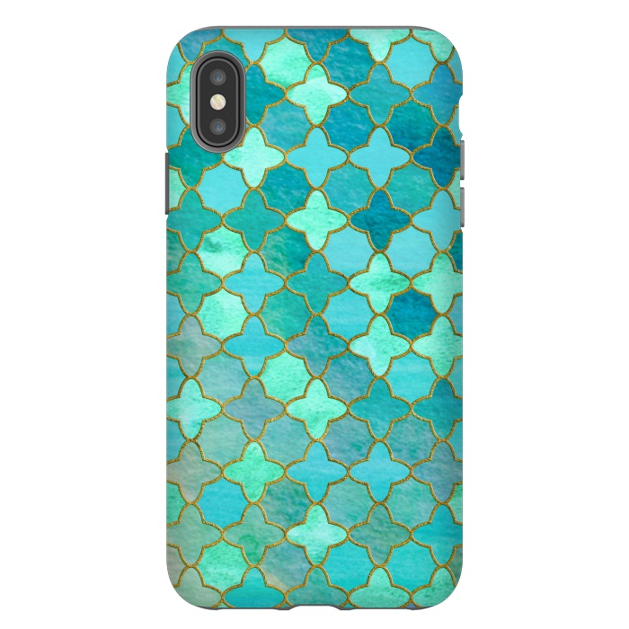 iPhone Xs Max StrongFit Aqua Moroccan Shapes Pattern  by  Utart