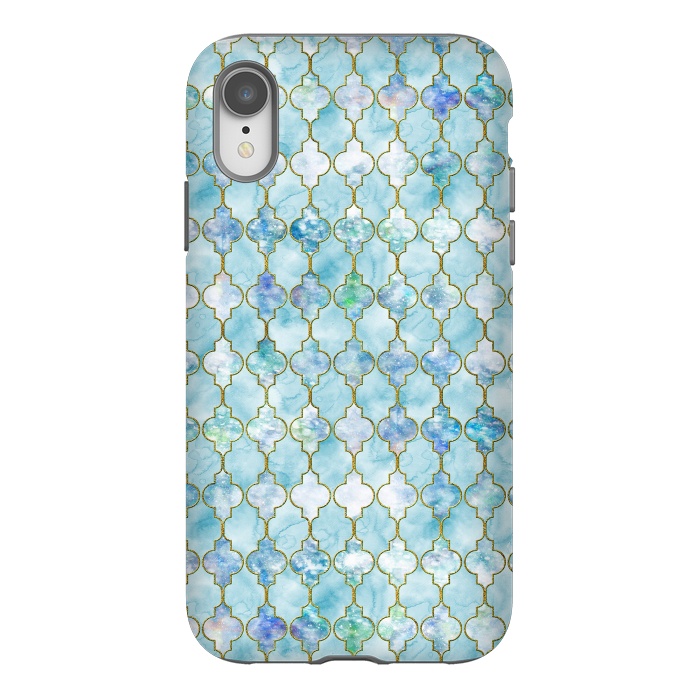 iPhone Xr StrongFit Blue Moroccan Shapes Pattern  by  Utart
