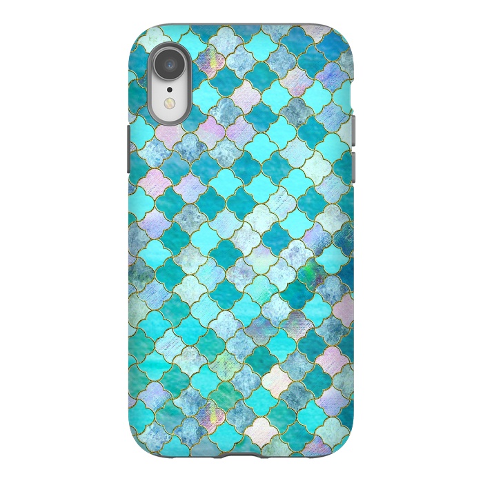 iPhone Xr StrongFit Multicolor Teal Moroccan Shapes Pattern  by  Utart