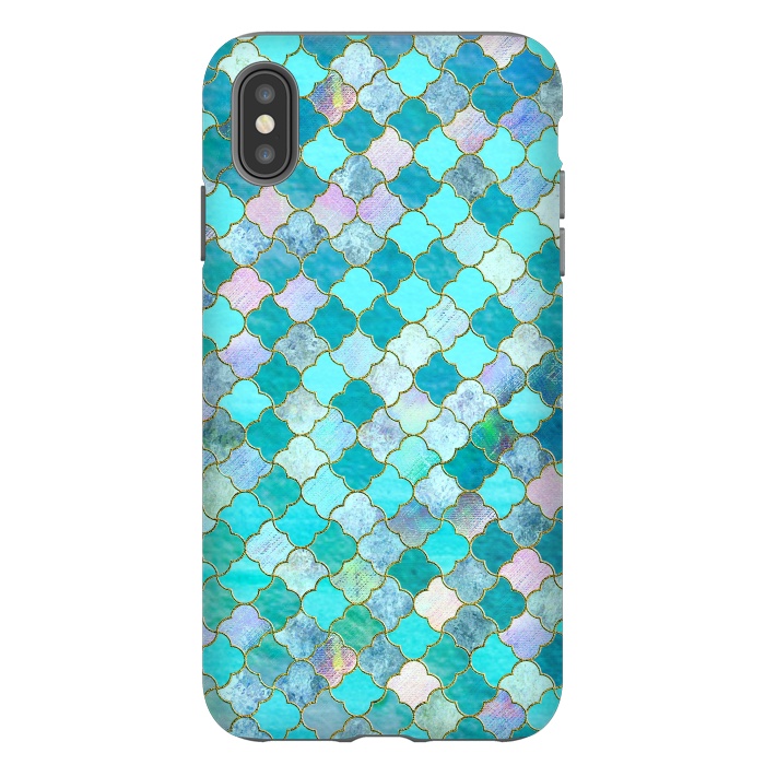 iPhone Xs Max StrongFit Multicolor Teal Moroccan Shapes Pattern  by  Utart