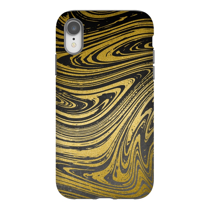 iPhone Xr StrongFit Black Gold Marble 2 by Andrea Haase