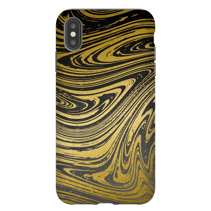iPhone Xs Max StrongFit Black Gold Marble 2 by Andrea Haase