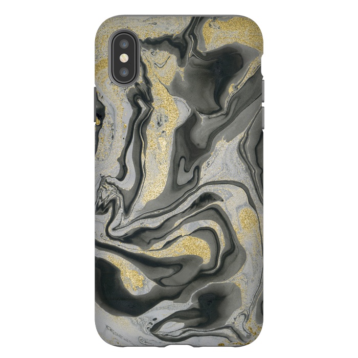 iPhone Xs Max StrongFit Gold Black Gray Marble by Andrea Haase