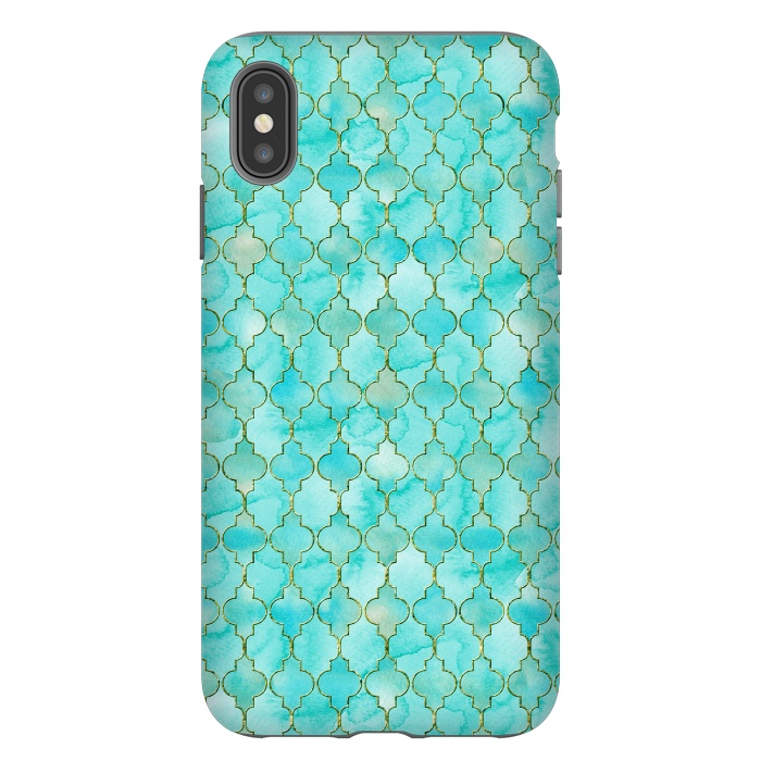 iPhone Xs Max StrongFit Multicolor Teal Blue Moroccan Shapes Pattern  by  Utart