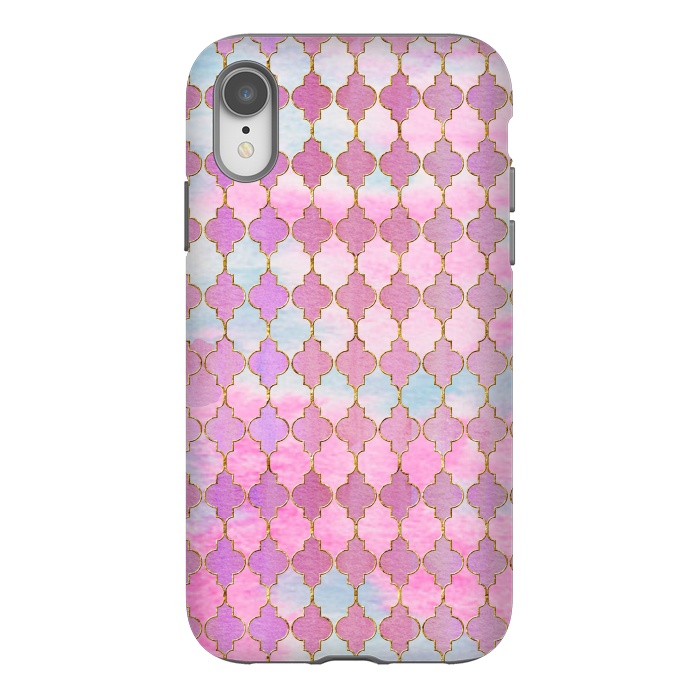 iPhone Xr StrongFit Multicolor Pink Moroccan Shapes Pattern  by  Utart