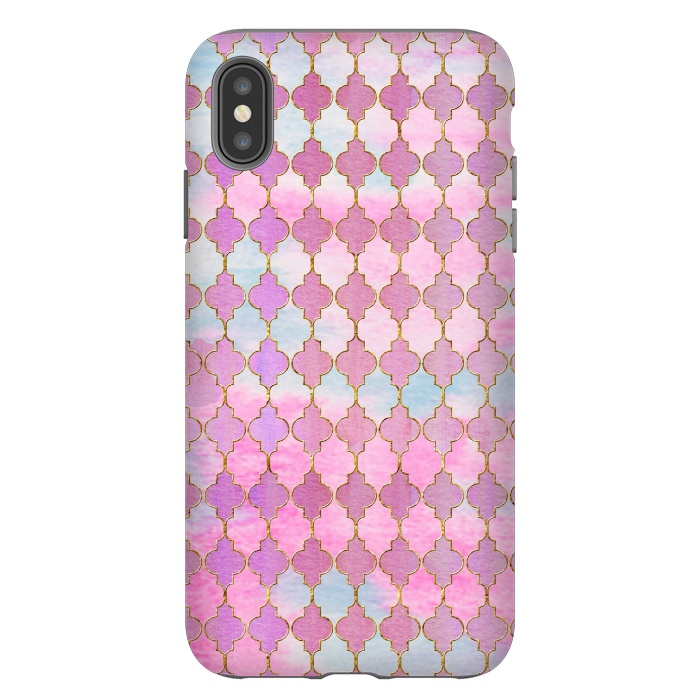iPhone Xs Max StrongFit Multicolor Pink Moroccan Shapes Pattern  by  Utart