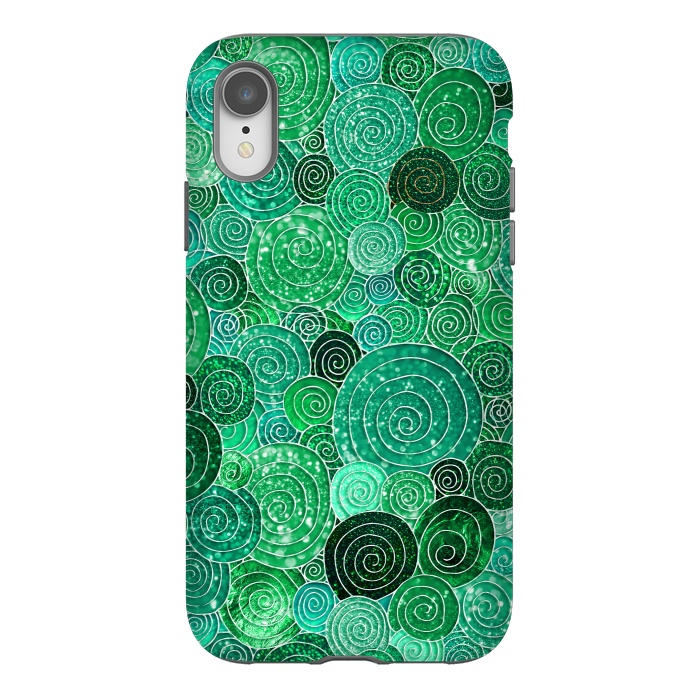 iPhone Xr StrongFit Green Circles Polka dots Glitter Pattern by  Utart