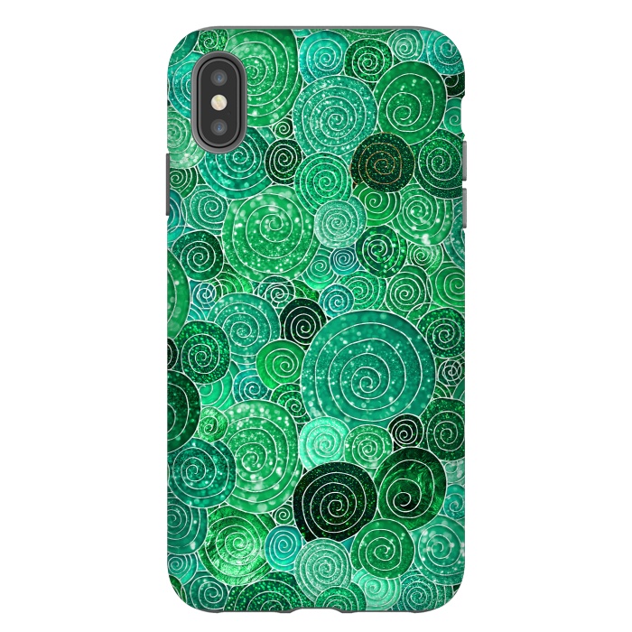 iPhone Xs Max StrongFit Green Circles Polka dots Glitter Pattern by  Utart