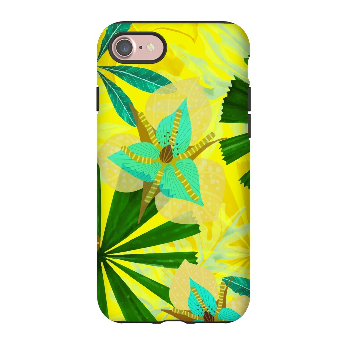 iPhone 7 StrongFit Colorful Yellow Green and teal Abstract Aloha Tropical Jungle by  Utart