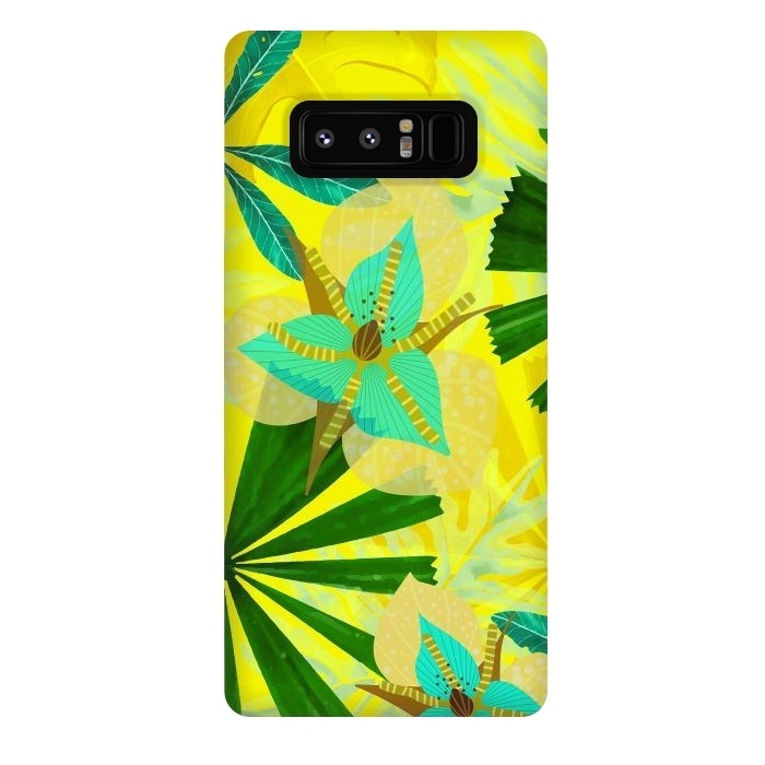 Galaxy Note 8 StrongFit Colorful Yellow Green and teal Abstract Aloha Tropical Jungle by  Utart