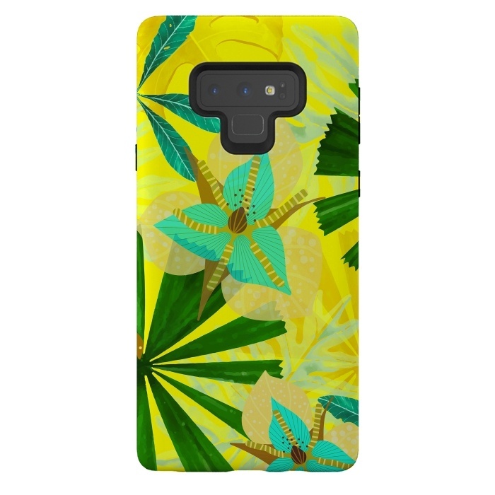 Galaxy Note 9 StrongFit Colorful Yellow Green and teal Abstract Aloha Tropical Jungle by  Utart